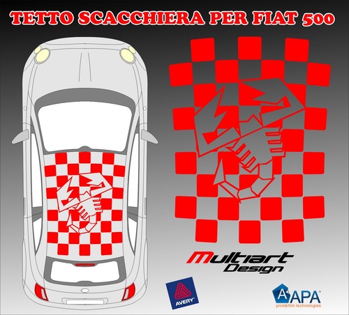 Adesivo tetto scacchiera - tetto,